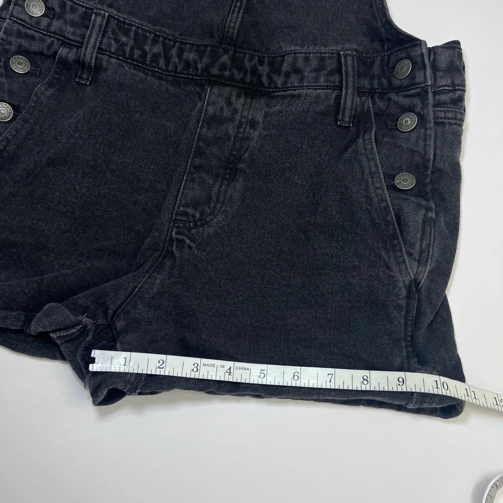 Madewell Adirondack Short Overalls Washed Black Denim Size Medium Bib Shortalls - Picture 8 of 12